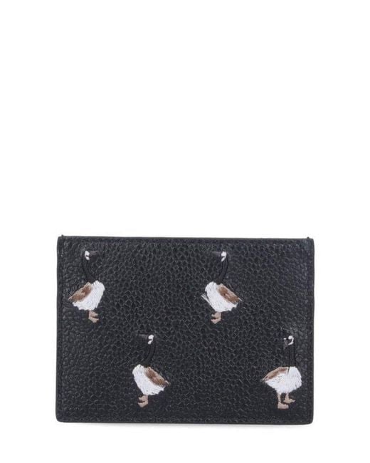 Thom Browne Black Embroidered Stripe Textured Card Holder for men
