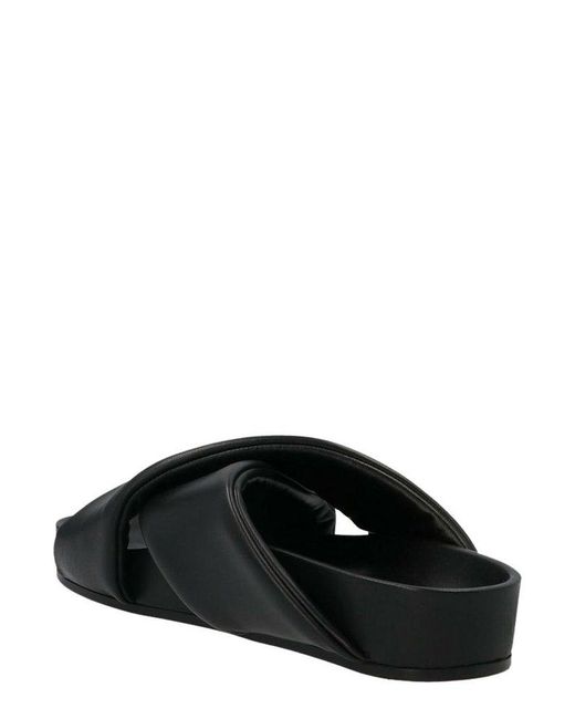 Jil Sander Cross Strap Padded Slides in Black for Men | Lyst