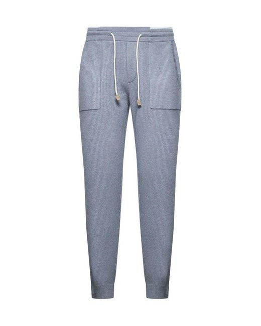D4.0 Blue Ribbed Jogger Pants for men