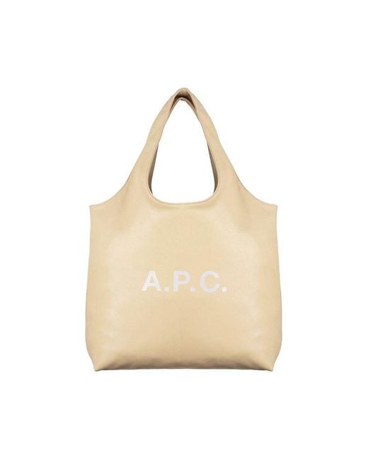 A.P.C. Natural Logo Printed Tote Bag