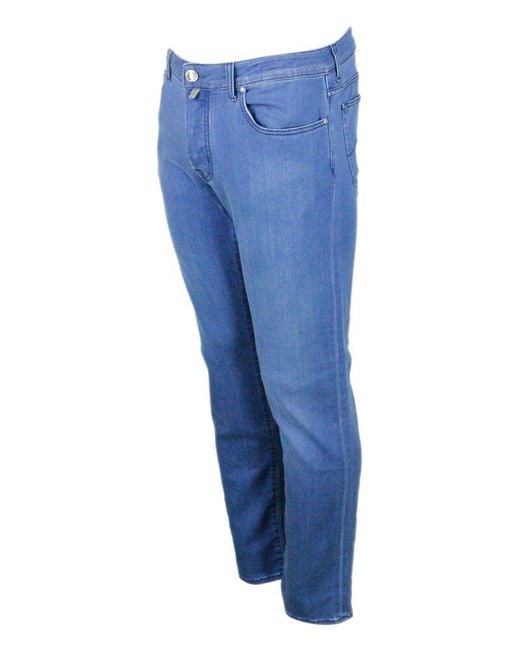 Jacob Cohen Blue Logo Patch Slim Fit Jeans for men