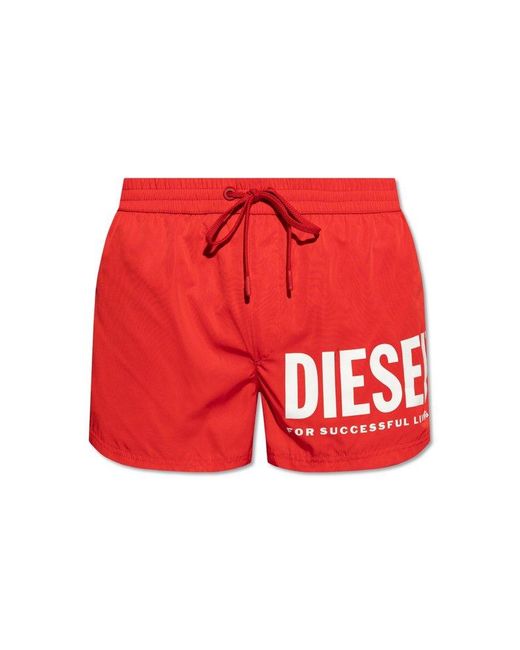 DIESEL Red Bmbx-mario-34 Logo Printed Swim Shorts for men