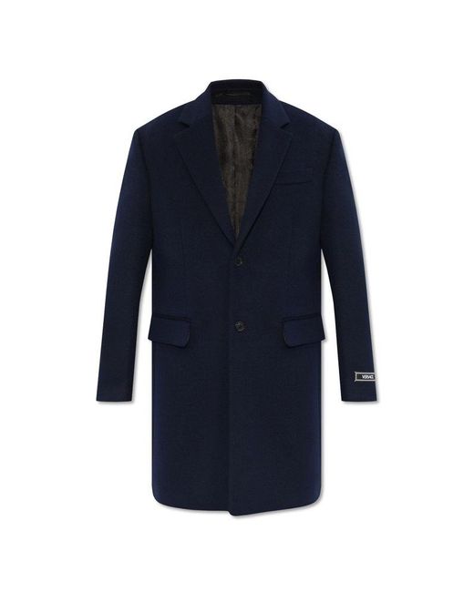 Versace Blue Wool Coat for men
