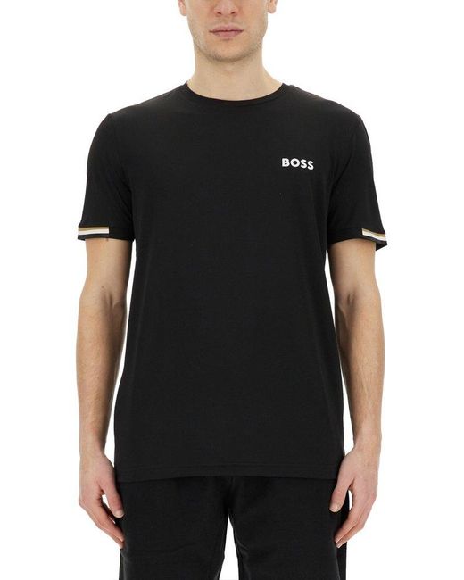 Boss Black Logo Printed Crewneck T-Shirt for men