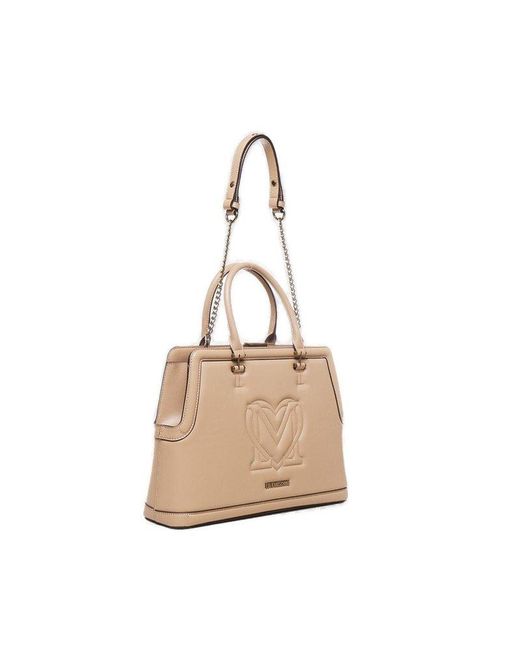Love Moschino Natural Chain-linked Tote Bag