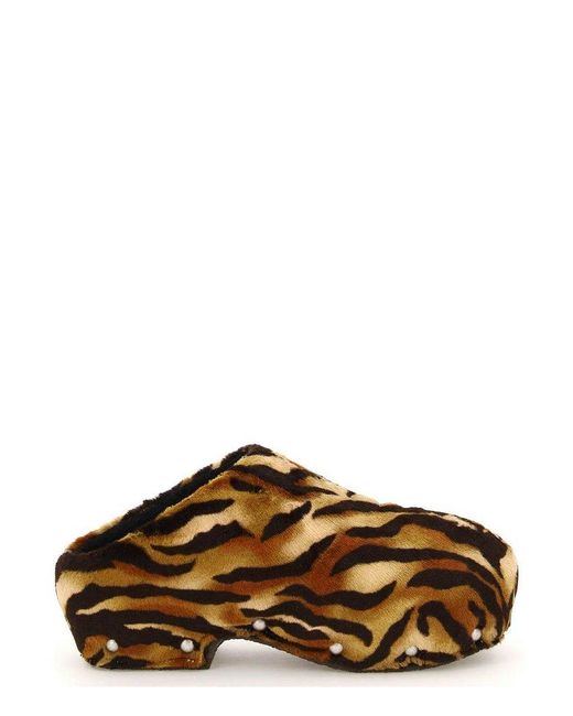 Acne Multicolor Tiger Printed Clogs