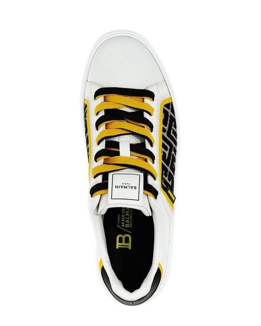 Balmain White B-court Monogram Low Top Sneaker for men