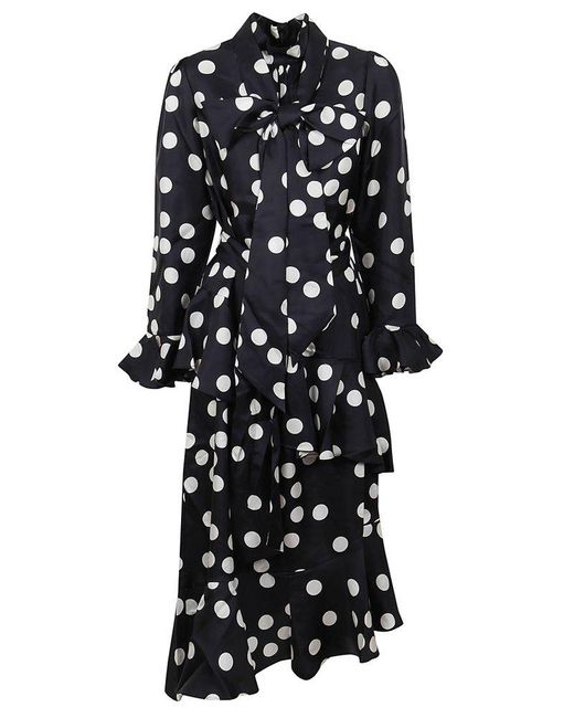 Zimmermann Silk Confetti Tieneck Asymmetric Midi Dress in Black Lyst