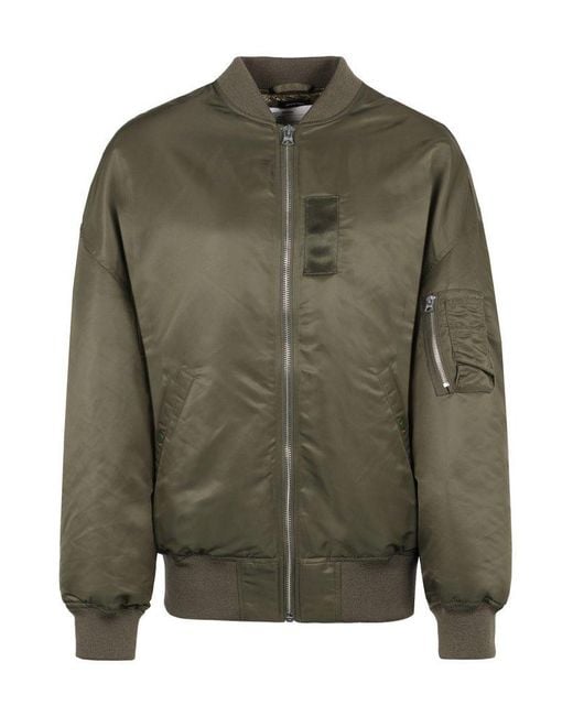 R13 Green Nylon Bomber Jacket