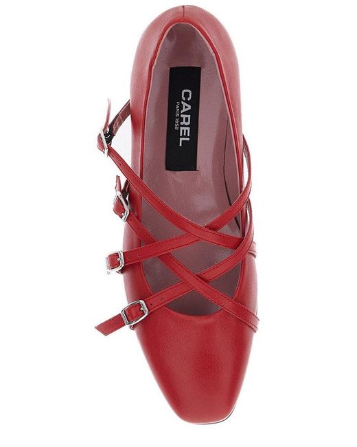 CAREL PARIS Red Eloise Buckled Flat Shoes