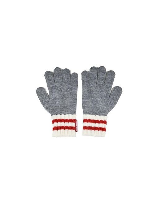 DSquared² Gray Full-finger Striped Knitted Gloves for men