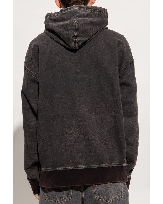 DIESEL Black Hoodie With Faded Effect for men