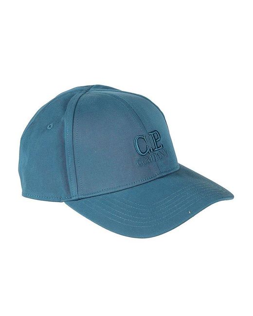 C P Company Blue Gabardine Baseball Cap for men