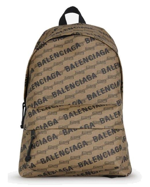 Balenciaga Signature Logo Backpack Beige/black in Brown for Men Lyst