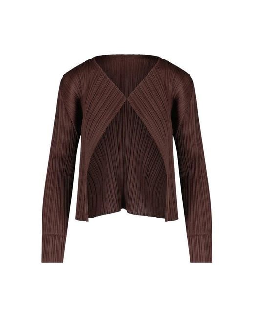 Pleats Please Issey Miyake Brown Monthly Colors March Cardigan