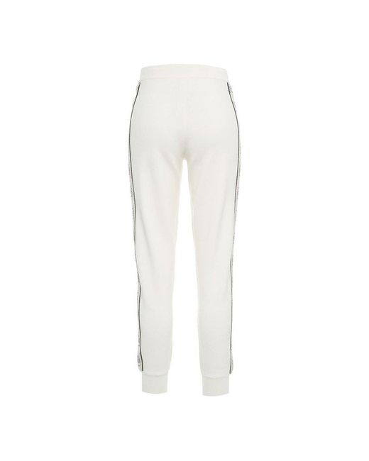 Liu Jo White Fine-Knit Tapered Track Pants