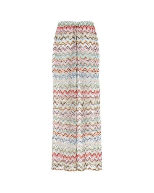 Missoni White Zigzag-Patterned Elasticated Waistband Trousers