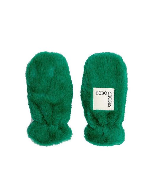 Bobo Choses Green Fuzzy Mittens for men