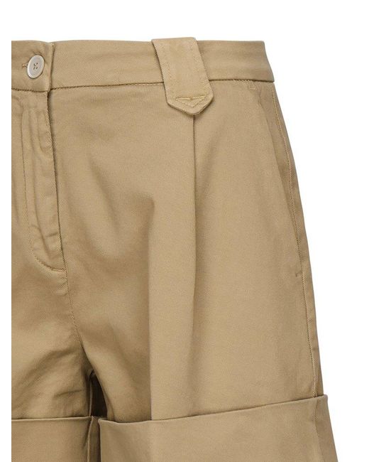 Fay Natural Pleated Cuffed Shorts