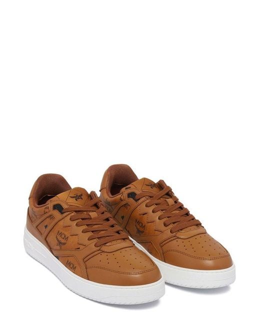 MCM Brown Neo Derby Visetos Lace-Up Sneakers for men