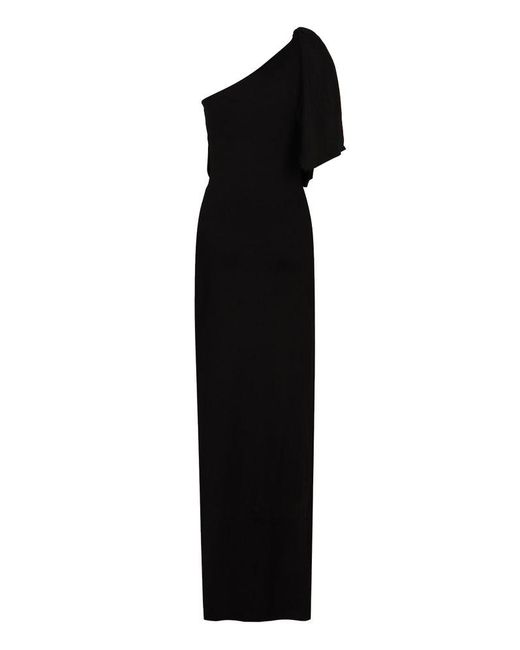 Elisabetta Franchi Black Draped One Shoulder Mini Dress