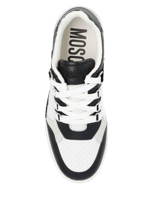 Moschino White Strap-detailed Mesh-panel Sneakers