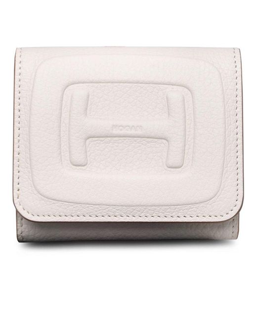Hogan Natural Ivory Hammered Leather Wallet