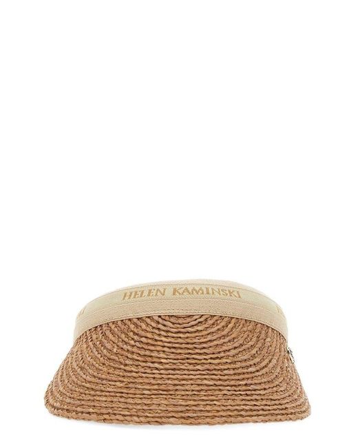 Helen Kaminski Brown Logo Jacquard Visor Hat