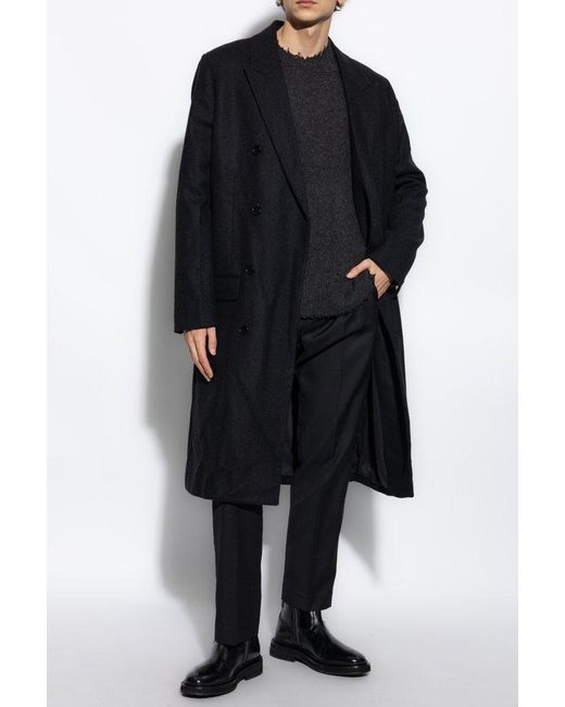 AllSaints Blue Tailored Double-Breasted Coat for men