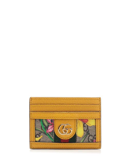 Gucci Yellow Ophidia GG Flora Leather Card Holder