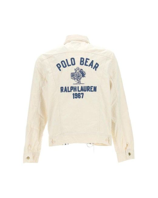 Polo Ralph Lauren White Chenille Logo Patch-detail Denim Jacket for men