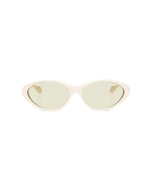 Gucci White Logo Lettering Cat-eye Frame Sunglasses