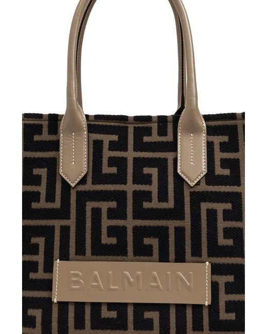 Balmain Black Monogram Canvas Shopper Tote