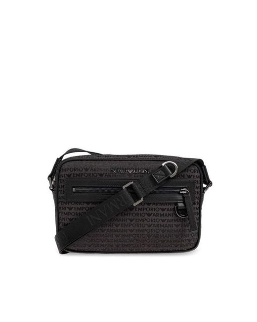 Emporio Armani Black Shoulder Bag With Monogram for men