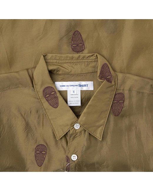 Comme des Garçons Green Mask Embroidered Short Sleeved Shirt for men