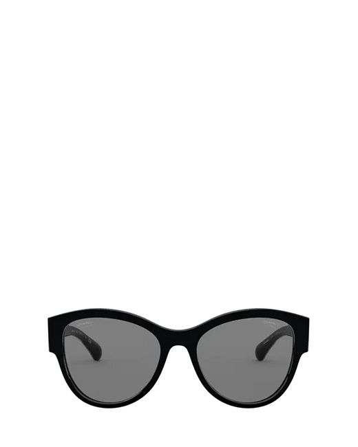 Chanel Black Round Cat Eye Frame Sunglasses