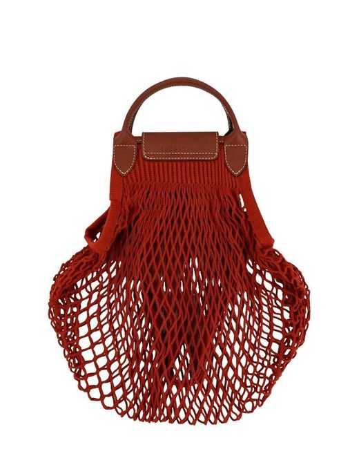 Longchamp Red Le Pliage Filet Top Handle Bag