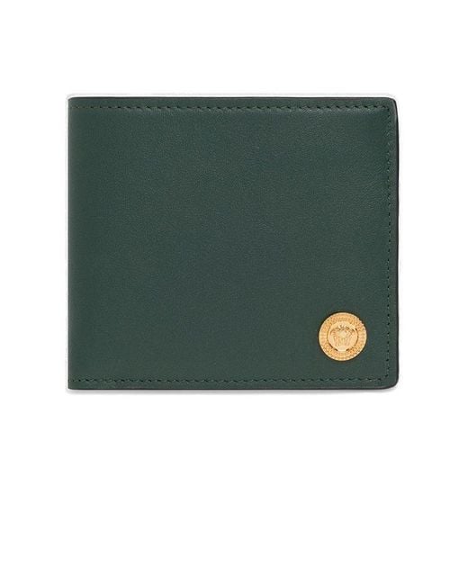 Versace Green Bifold Wallet With Medusa Head