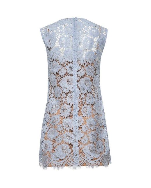 Self-Portrait Blue Floral Lace Mini Dress