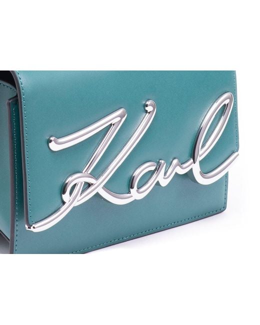 Karl Lagerfeld Blue K/signature Logo Plaque Small Shoulder Bag