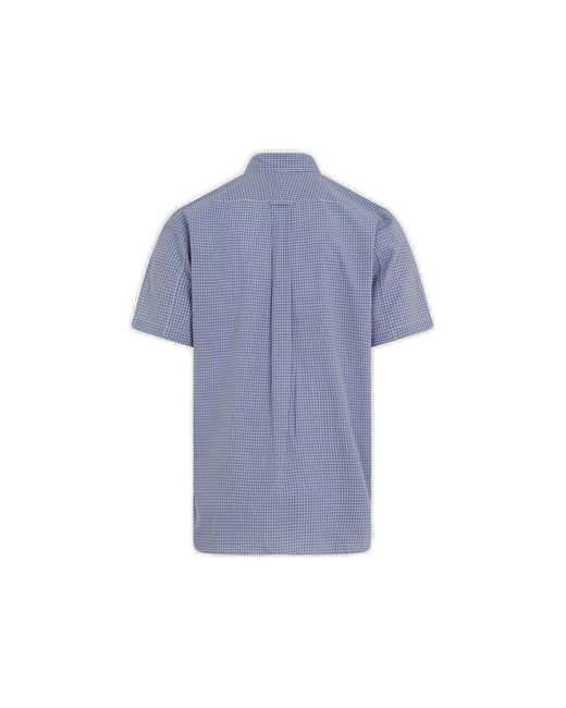Junya Watanabe Blue Patchwork Short-sleeve Shirt for men