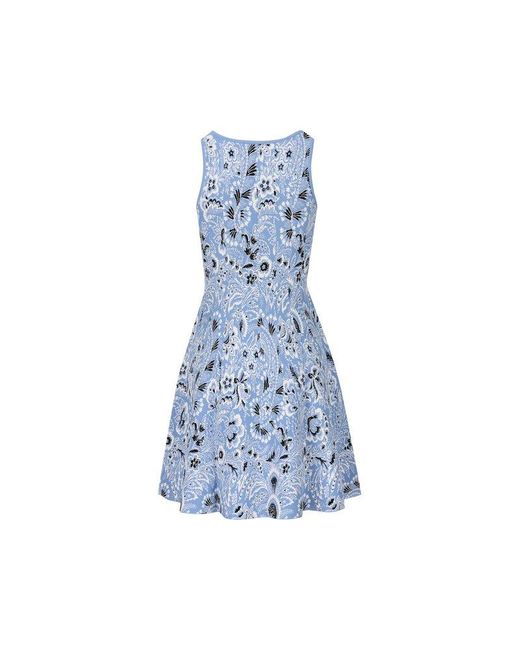 Etro Blue Paisley-jacquard Sleeveless Mini Dress