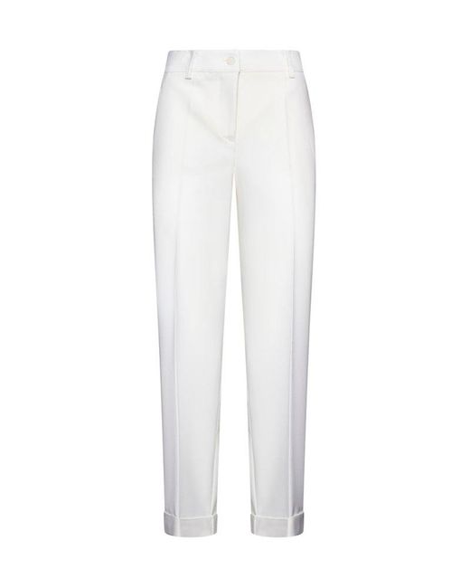 P.A.R.O.S.H. White Turned-up Hem Trousers