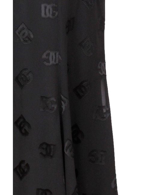 Dolce & Gabbana Black Logo-embroidered Midi Skirt