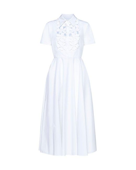 Valentino White Cut-out Short-sleeved Midi Dress