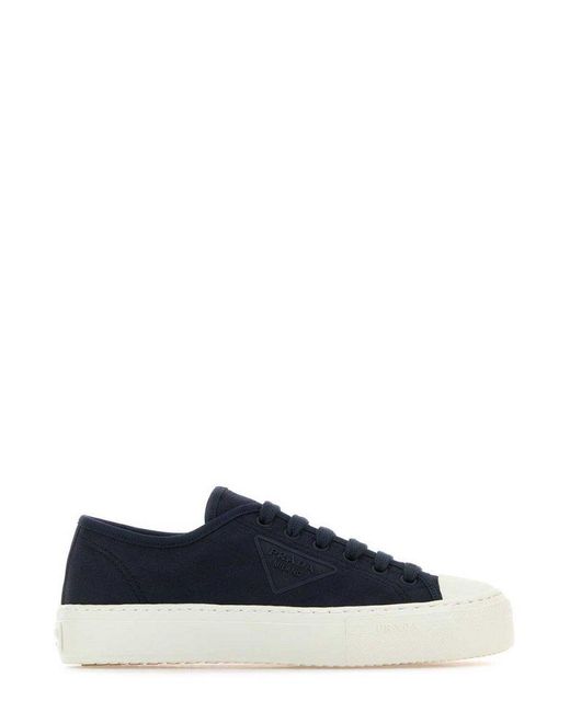 Prada Blue Triangle Logo Lace-up Sneakers
