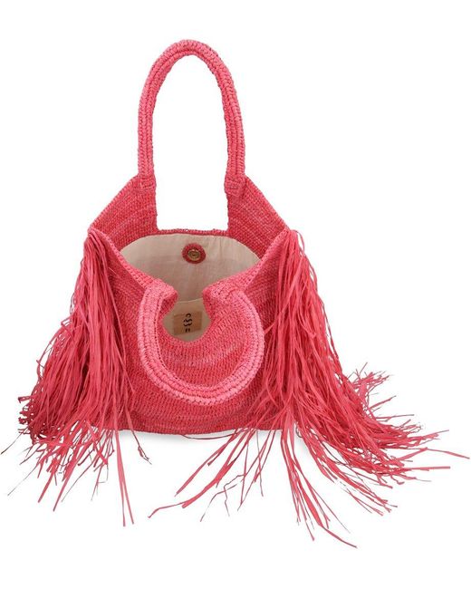 MADE FOR A WOMAN Red Kifafa Fringe M Tote
