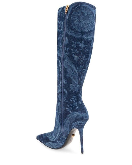 Versace Blue Barocco Medusa '95 120mm Boots