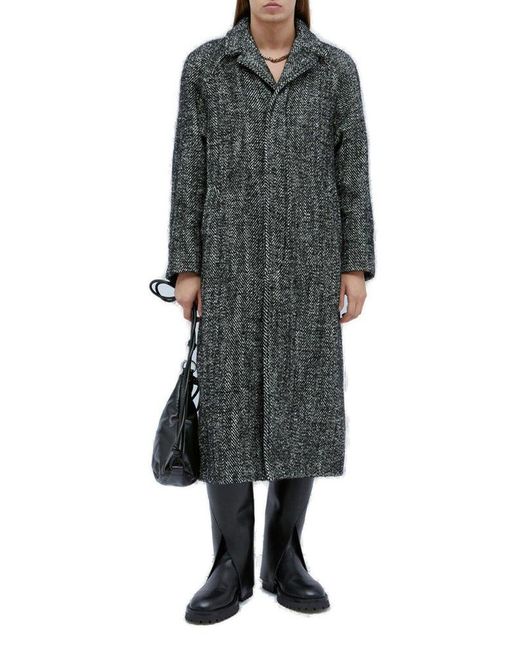 Dries Van Noten Black Notched-collared Buttoned Coat for men