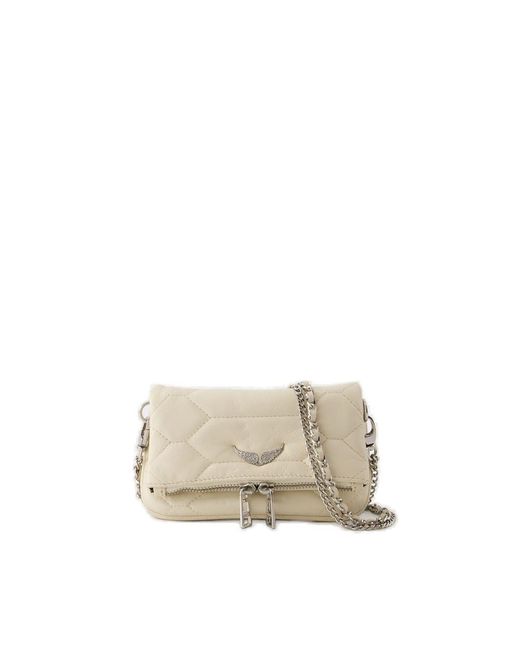 Zadig & Voltaire Natural Rock Nano Xl Quilted Clutch Bag